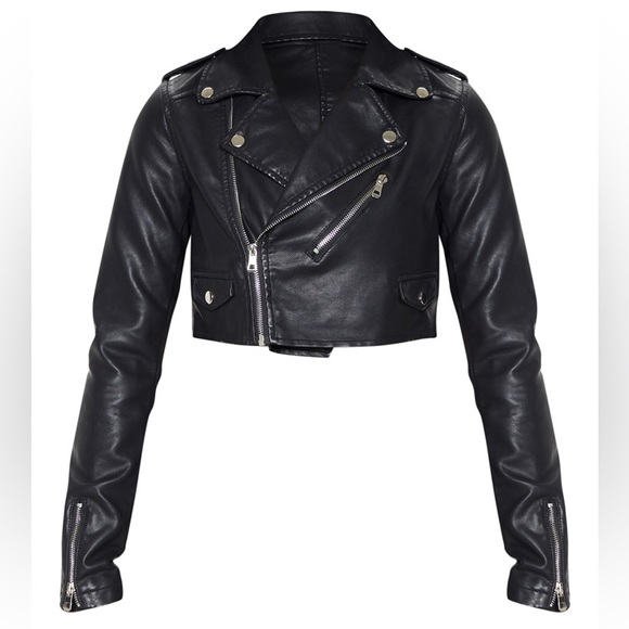 Cropped Faux Leather Jacket - Picture 6 of 14